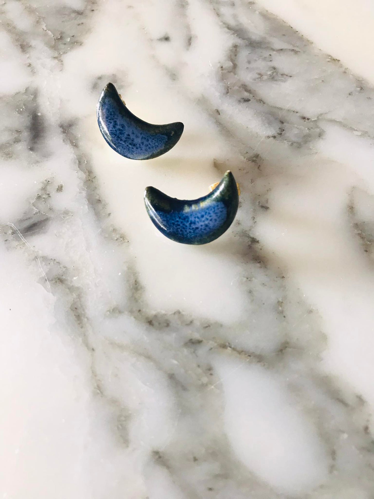 Moon earrings, Vague marine écumeuse