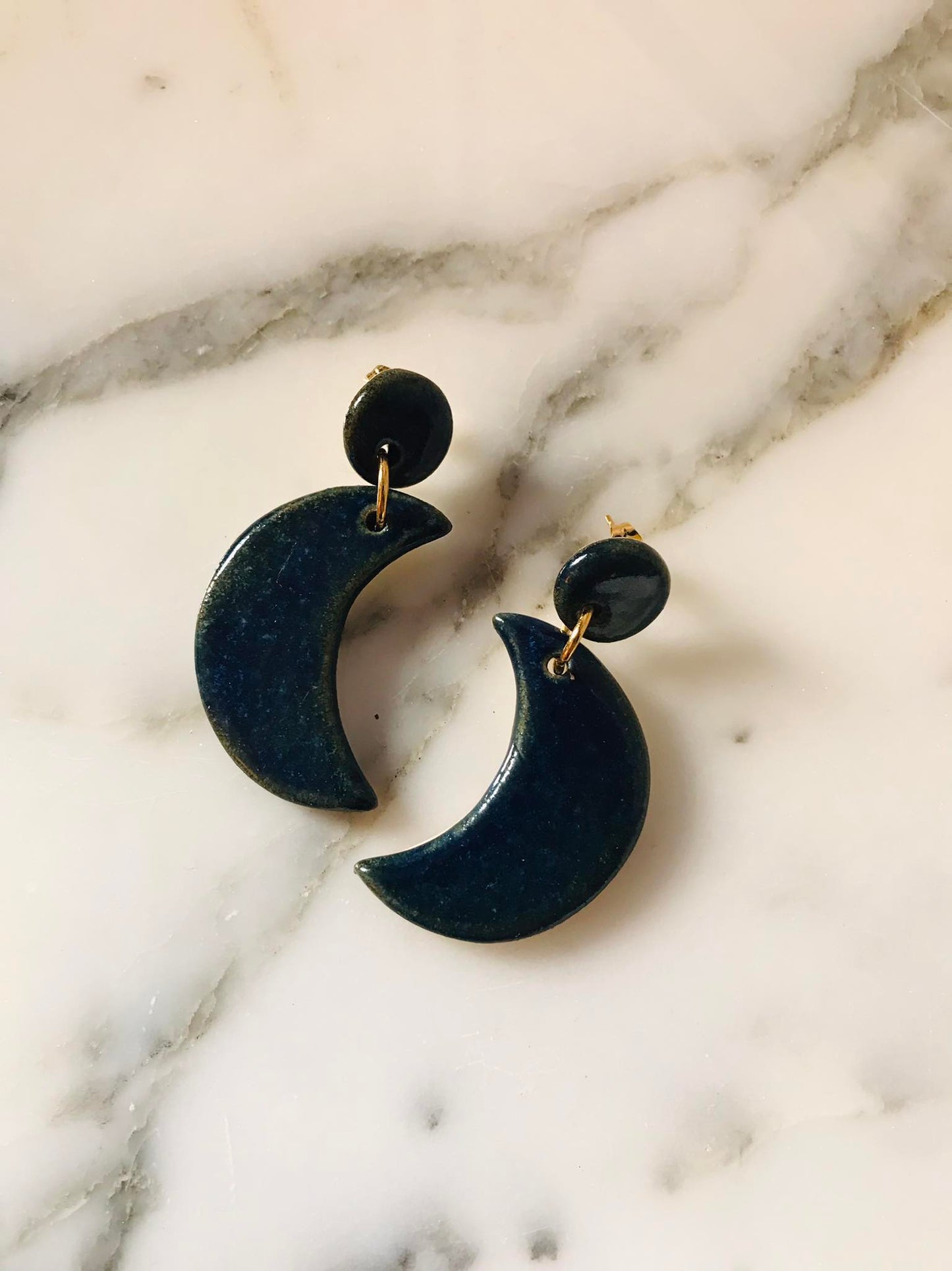 Big Moon earrings, Vague marine